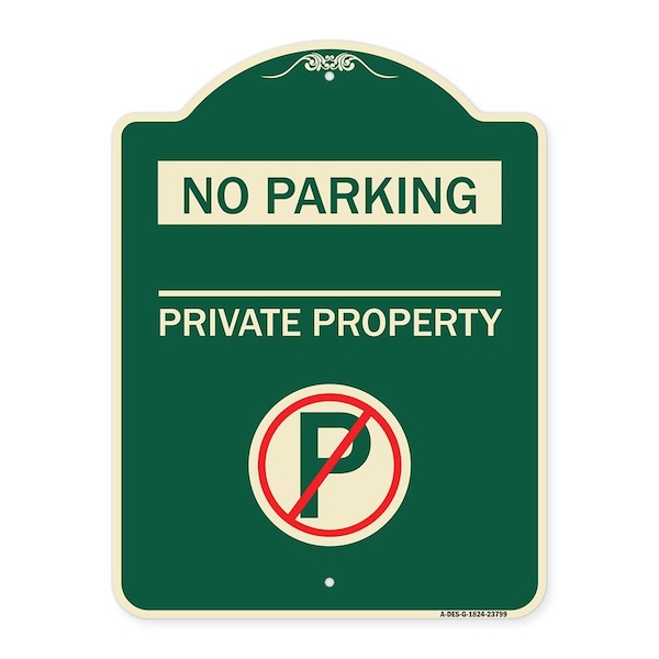 Signmission No Parking Private Property W/ No Parking Heavy-Gauge Aluminum Sign, 24" x 18", G-1824-23799 A-DES-G-1824-23799 - main